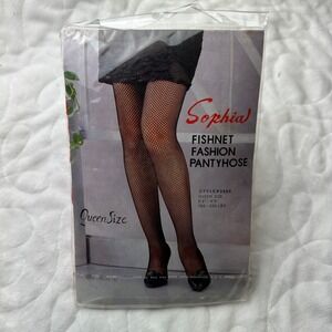Sophia Red Fishnet Pantyhose Queen Size Plus Sexy Stretch Nylon Tights Deadstock